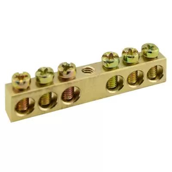 Шина PEN TS-0609C 6х9 6 отверстий крепление по центру Энергия - Электрика, НВА - Щитки и аксессуары для монтажа - Шины нулевые - магазин электрооборудования amperomvolt.ru